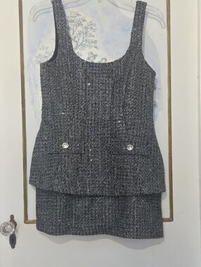 Amanda Uprichard Silver Boucle Dress